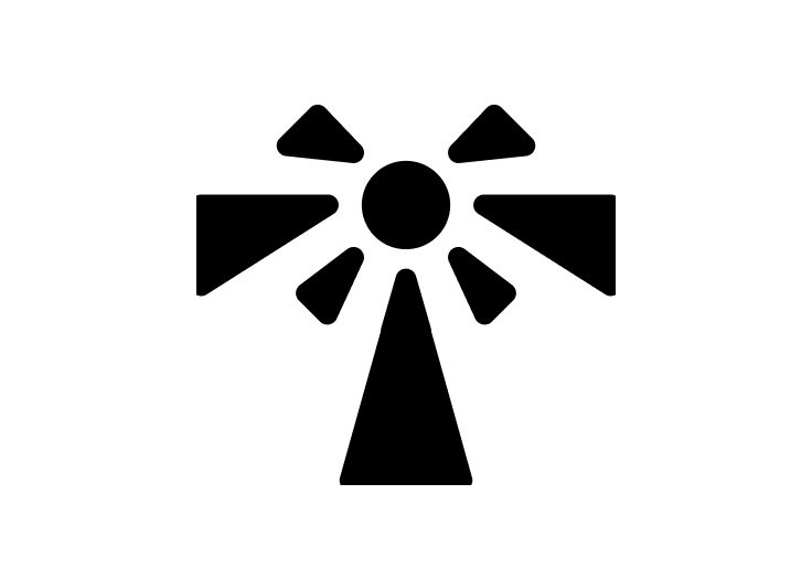 An alternate mark: the letter T drawn as a tambourine with jingles bursting from the crossbar