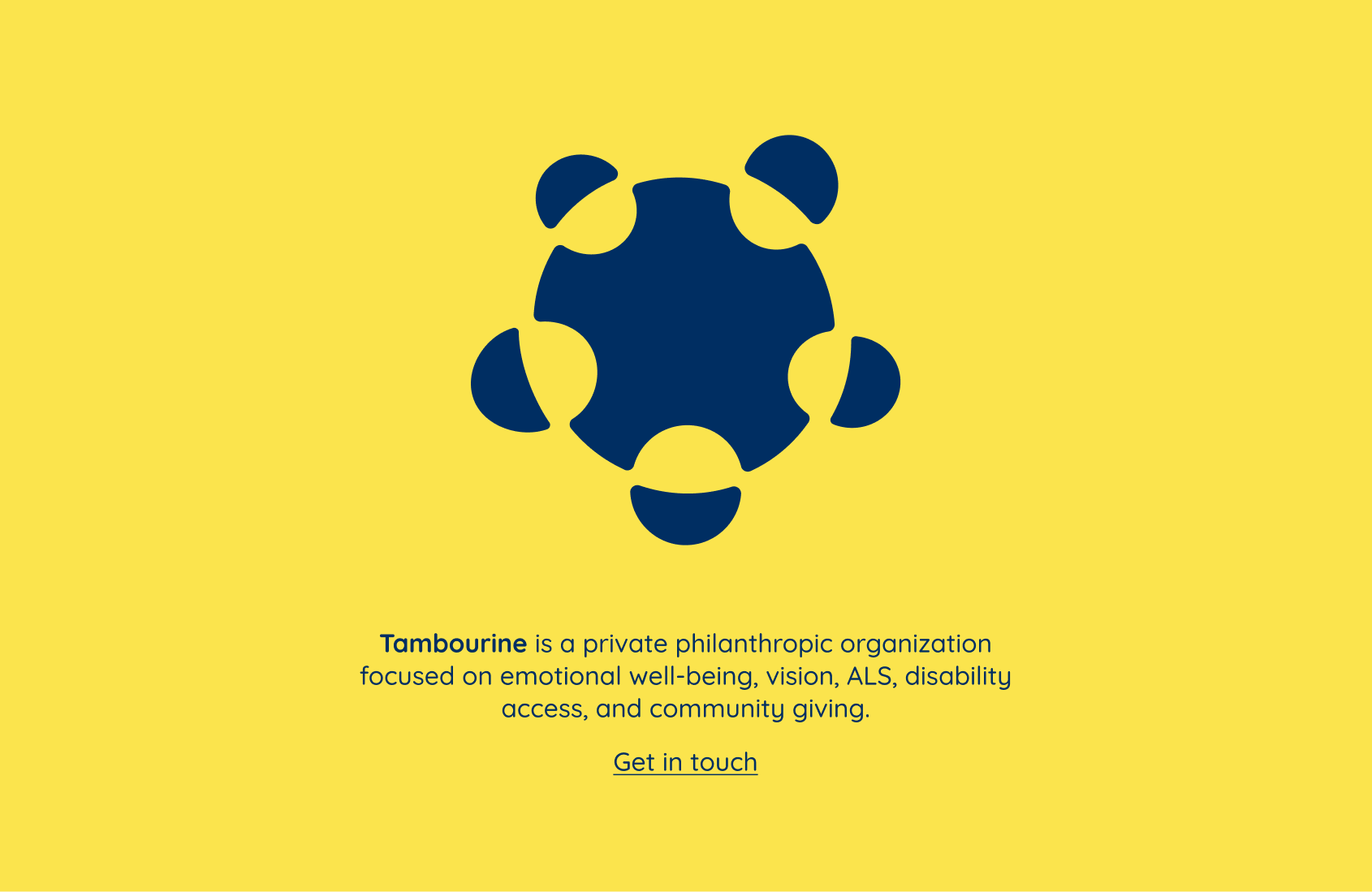 The Tambourine homepage on desktop