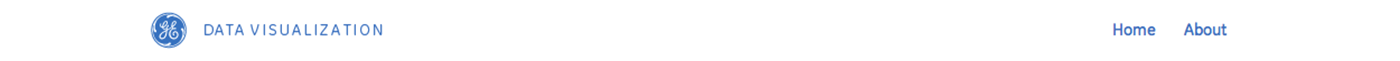 The GE Data Visualization site header: the GE monogram beside the words DATA VISUALIZATION, with Home and About links at the right
