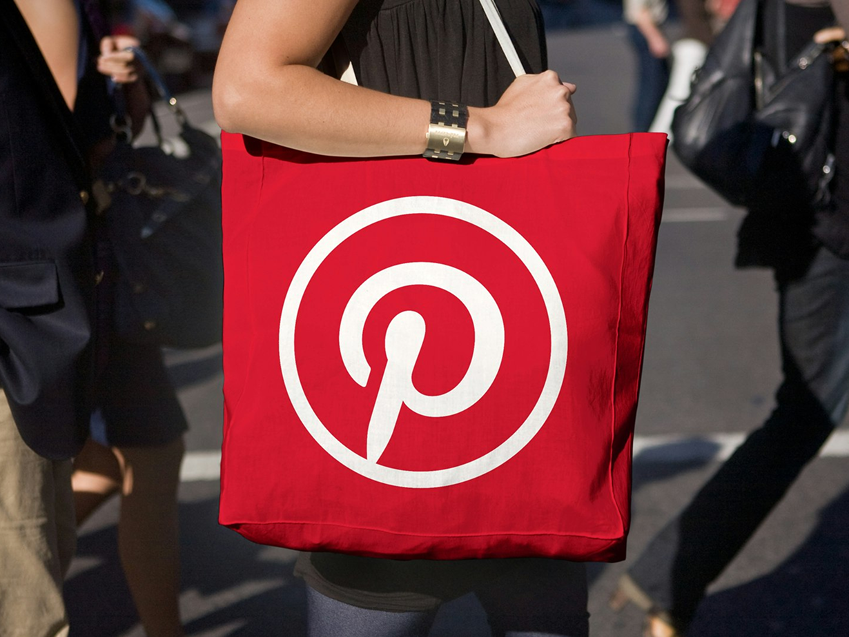 Pinterest tote bag in use