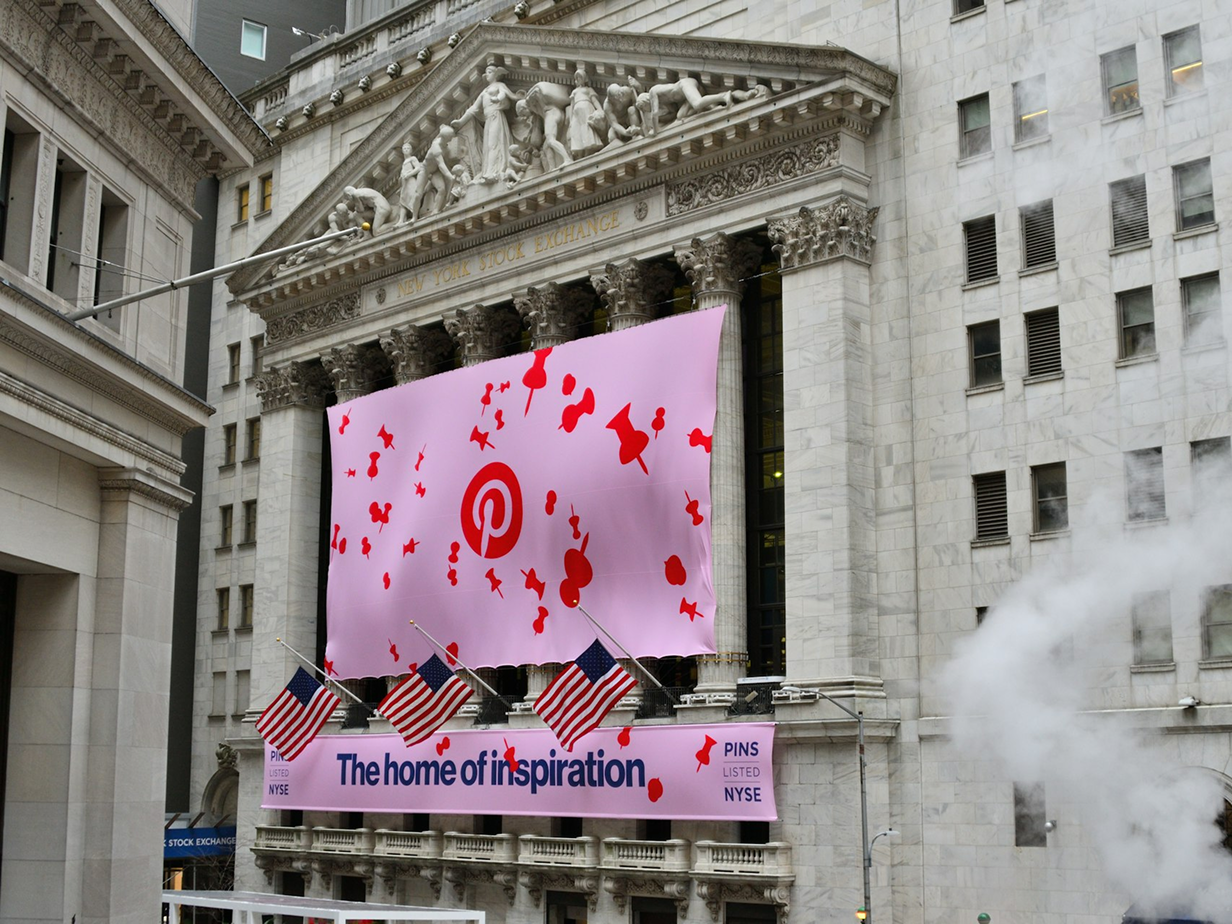 Pinterest banner at the New York Stock Exchange